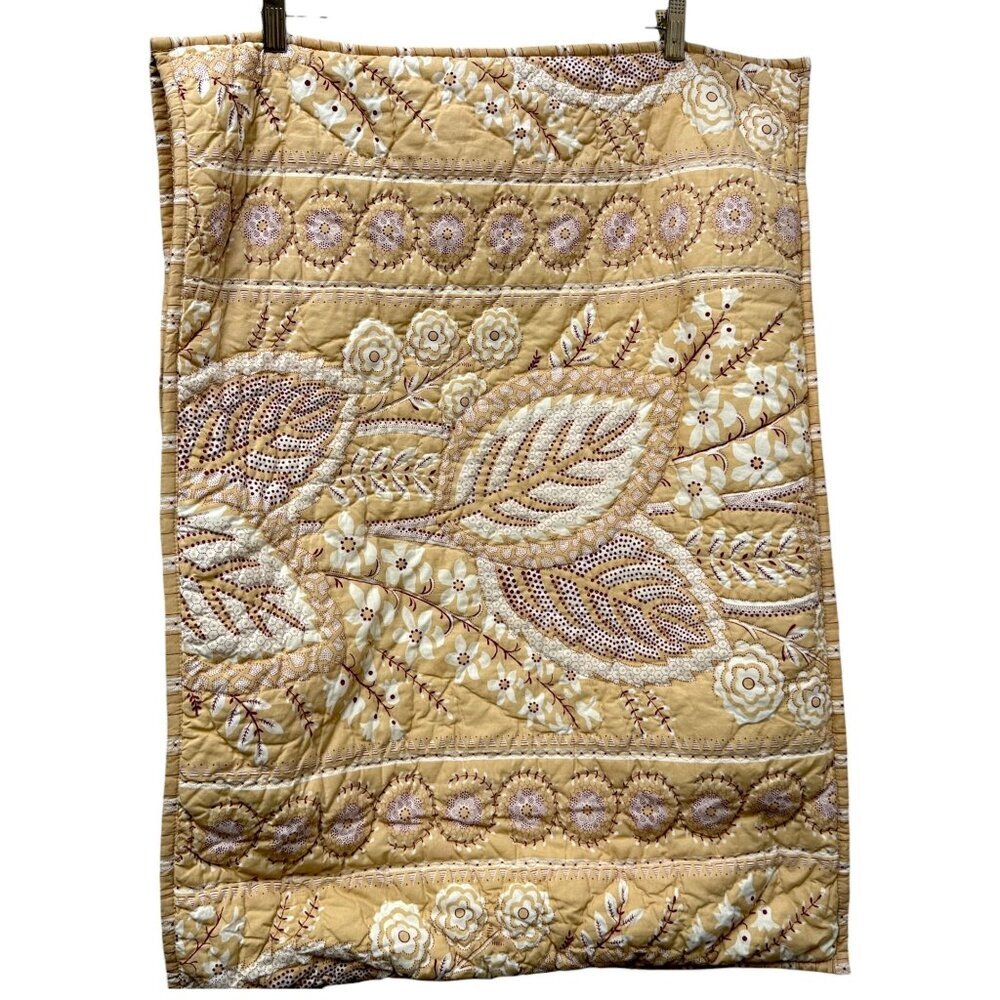 Restoration Hardware Quilted Pillow Sham Yellow Paisley Standard Pillowcase RefC